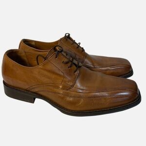 Johnston & Murphy Men's Brown Leather Dress Oxfords Square Bicycle Toe Shoes 8.5
